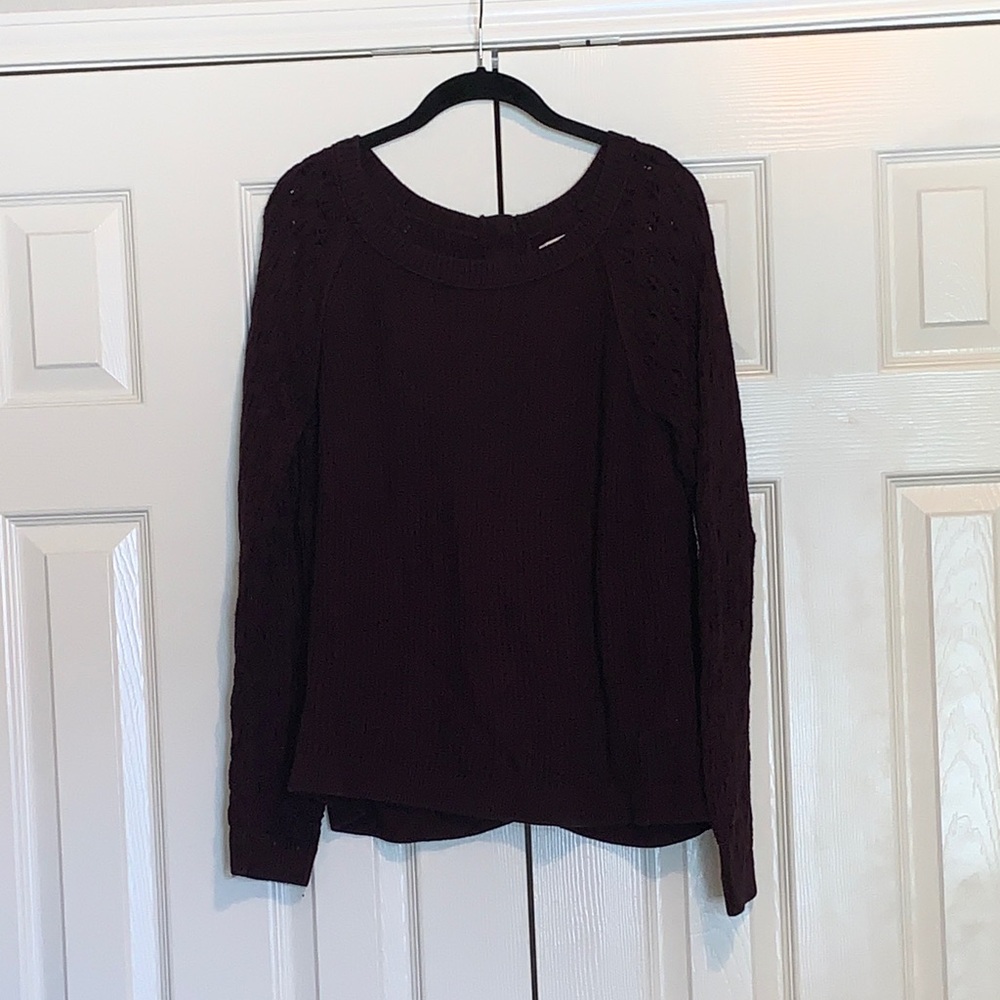 LOFT Women's Dark Purple Crew Neck Sweater